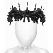 PLA polylactic-acid biodegradable bioplastic metallic-alloy iron plastic 3D-printed printed-plastic natural-stones stones accessories headgear crown dragon asian-dragon snake-dragon coiled-dragon poseable ball-joints hinge-joints heterogeneous textured variable fetish fashion alt-fashion goth gothic costume cosplay halloween royalty nobility unisex black