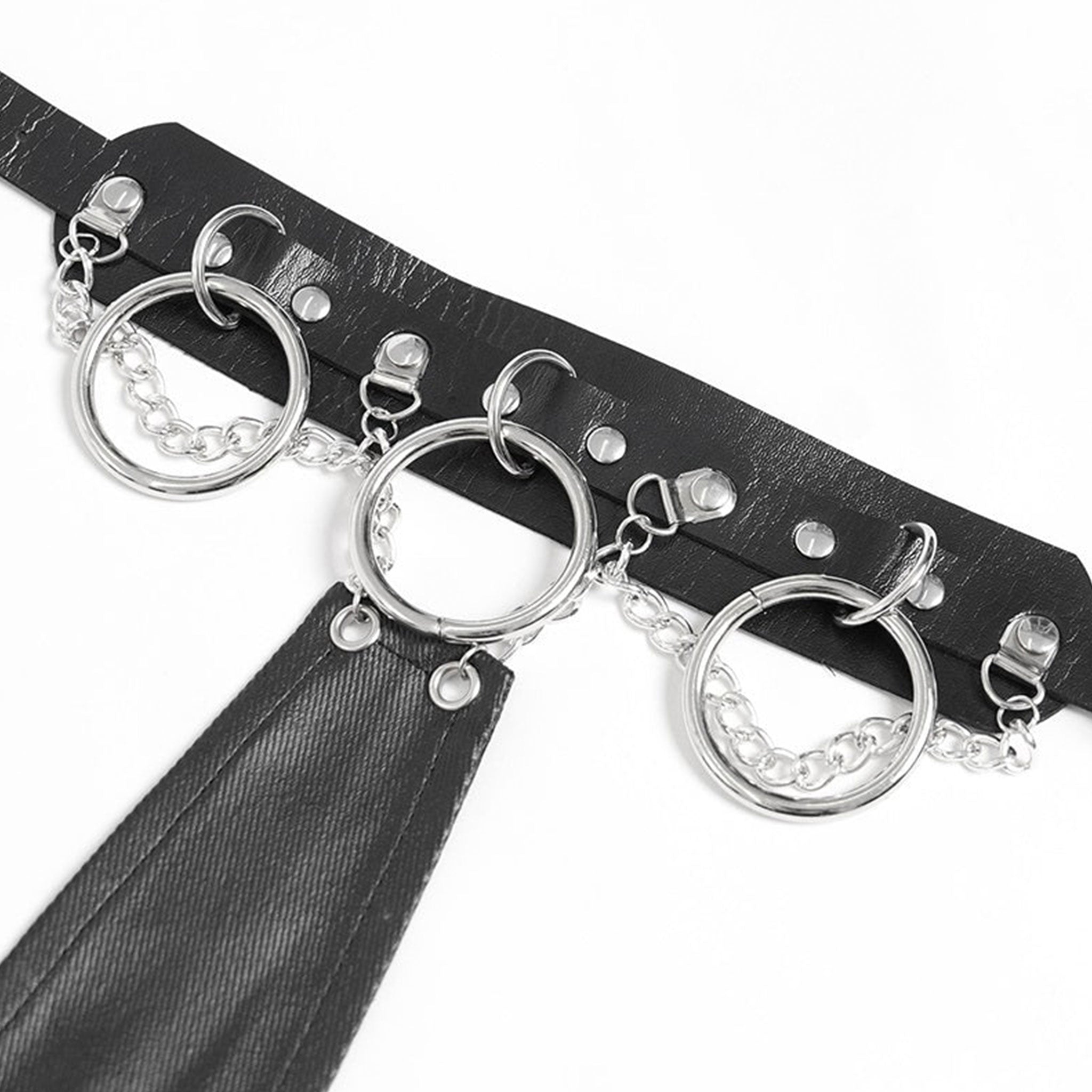Cotton viscose leather faux-leather herringbone accessories collar choker double-layer dual-layer tie necktie O-ring D-ring spike spikes spiked chainmail chain spiderweb spider-web adjustable buckle rivets dangling silver-bars bold dark dramatic intense rebellion rebellious elegant elegance intricate mystery mysterious seduction seductive post-apocalyptic fetish fashion alt-fashion costume cosplay halloween military cyberpunk punk goth gothic grunge underground eerie black silver