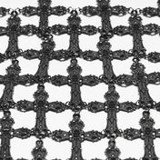 Aluminum-alloy iron metallic-chain ring-mail see-through see-thru accessories head-gear mask veil wide-net cross ornate-cross ring-mail chainmail head-harness lobster-clasp hanging-chains crystal-beads mystical intricate bold elegant close-fit fashion alt-fashion alternative punk goth gothic festival fantasy renfaire metal-fashion roleplay role-play sacred sacrilege spooky costume cosplay halloween halloween-accessories afterdark-collection female femme feminine womens unisex silver