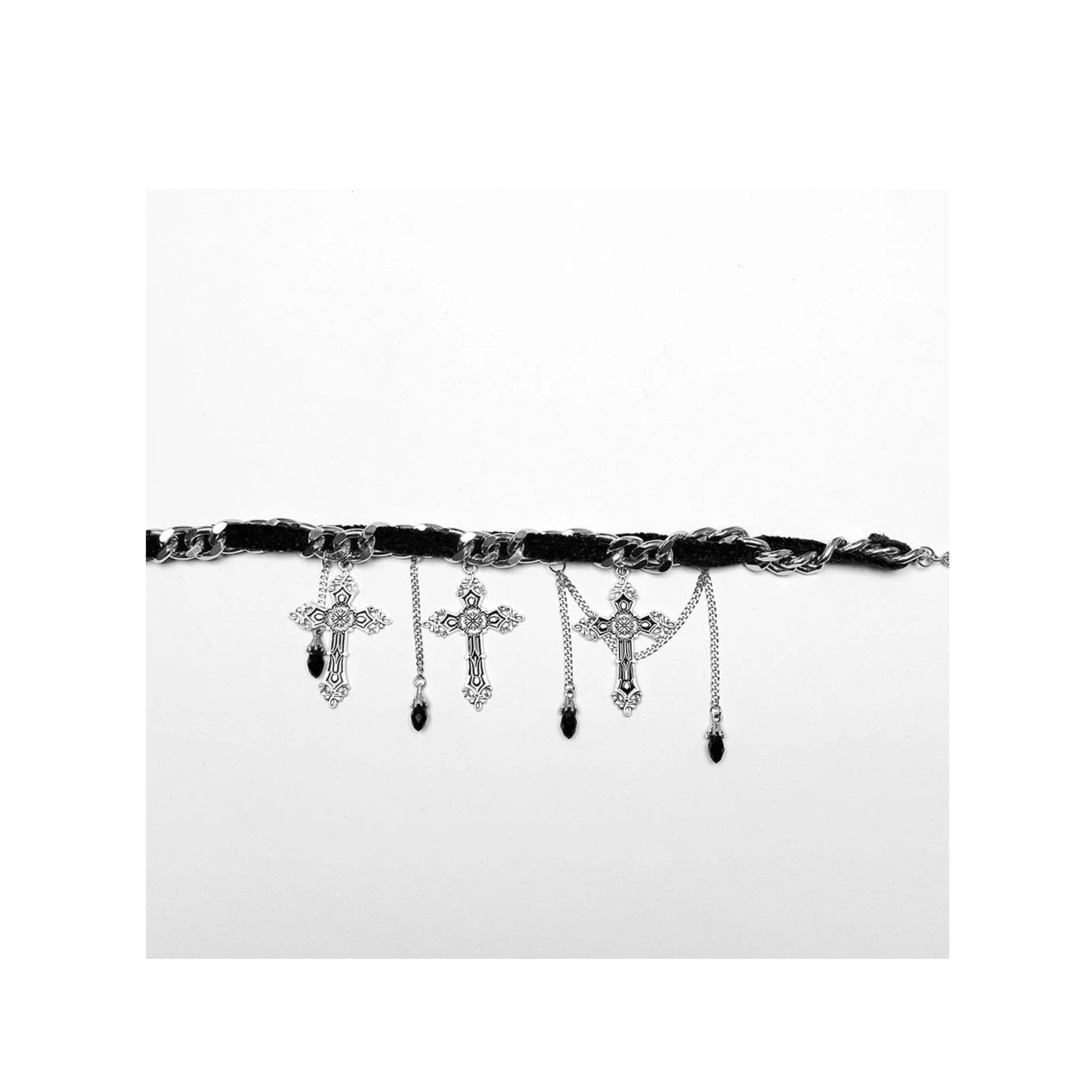 gothic cross choker vintage silver necklace gothic jewelry cross pendant alt fashion punk goth fetish factory