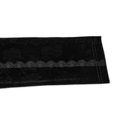 Velvet polyester elastane mesh sheer see-thru see-through floral-embossing jacquard lace-trim apparel bottoms pants leggings long-leg embossed-velvet adjustable drawstring crystal-beads stretchy comfortable stylish flattering slim-fit intricate embroidery unique elegant opulent elongating flexible contoured fashion alt-fashion alternative punk goth gothic dark romantic clubbing clubwear costume cosplay halloween vampire afterdark-collection female femme feminine womens black