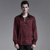 gothic jacquard shirt black vintage lace-up plum blossom collar metal cuff buckles fitted gothic fashion dark romantic clothing elegant goth mens shirt alternative formalwear