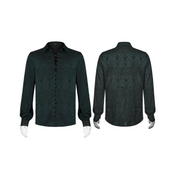 gothic jacquard shirt black vintage lace-up plum blossom collar metal cuff buckles fitted gothic fashion dark romantic clothing elegant goth mens shirt alternative formalwear