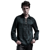 gothic jacquard shirt black vintage lace-up plum blossom collar metal cuff buckles fitted gothic fashion dark romantic clothing elegant goth mens shirt alternative formalwear