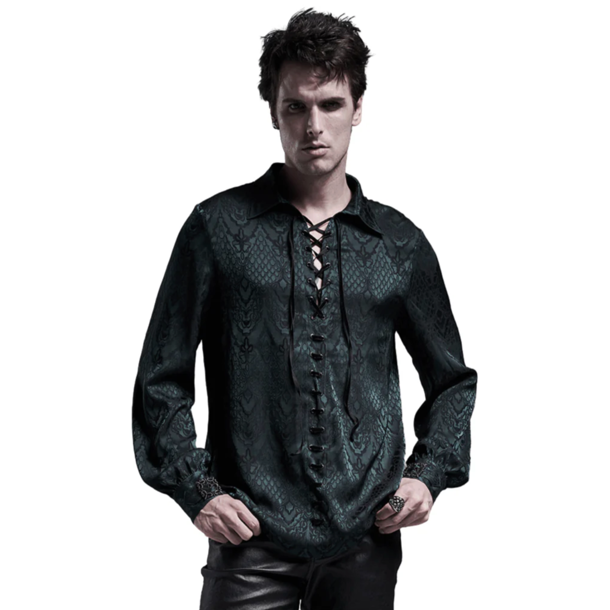 gothic jacquard shirt black vintage lace-up plum blossom collar metal cuff buckles fitted gothic fashion dark romantic clothing elegant goth mens shirt alternative formalwear