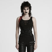 gothic lace up belted punk waist cincher corset underbust braided buckle skull drawstring zipper closure goth steampunk alternative fashion fetish factory