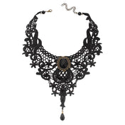 Acrylic-gem lace accessories neckwear jewelry choker necklace lacy over-sized jewel gem fascinator embedded-jewels adjustable lobster-clasp dark edgy vintage comfortable intricate versatile glam glamour glamorous chic fashion alt-fashion alternative goth gothic baroque casual formal fancy bondage bdsm bdsm-gear bdsm-fashion costume cosplay halloween holiday-gifts gifts female femme feminine womens black
