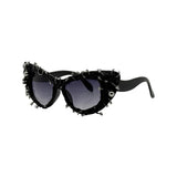 Gothic Punk Cat Eye Sunglasses with Metal Studs