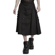 Polyester elastane apparel bottoms skirt A-line kilt webbing-straps cargo-pockets utility-pockets snap-button press-stud structured-fit zipper side-zip edgy comfortable versatile flattering loose draping avant-garde durable slim-fit fetish fashion alt-fashion alternative punk goth gothic cyber cyberpunk retro roleplay role-play drum-major drum-majorette marching-band military-inspired costume cosplay halloween black-parade afterdark-collection unisex gender-affirming black