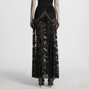 gothic lace skirt high slit buckle waist studded chain punk goth fashion victorian lace overlay gothic clothing fetish factory