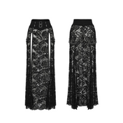 gothic lace skirt high slit buckle waist studded chain punk goth fashion victorian lace overlay gothic clothing fetish factory