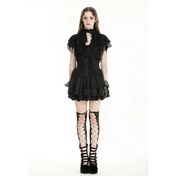gothic tattered cape blouse black lace trim victorian ruffled sleeves high neck collar button down gothic top fetish fashion