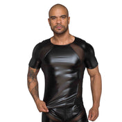 Wetlook power powerwetlook top shirt t-shirt tee-shirt tshirt short-sleeve 3d 3-d net mesh inserts noir black 