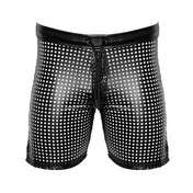 Wetlook power powerwetlook bottoms shorts underwear boxers biker lingerie intimate sexy drawstring waistband elastic perforated square laser cut laser-cut lazer-cut lazer vent ventilation glossy sleek noir black