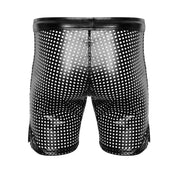 Wetlook power powerwetlook bottoms shorts underwear boxers biker lingerie intimate sexy drawstring waistband elastic perforated square laser cut laser-cut lazer-cut lazer vent ventilation glossy sleek noir black