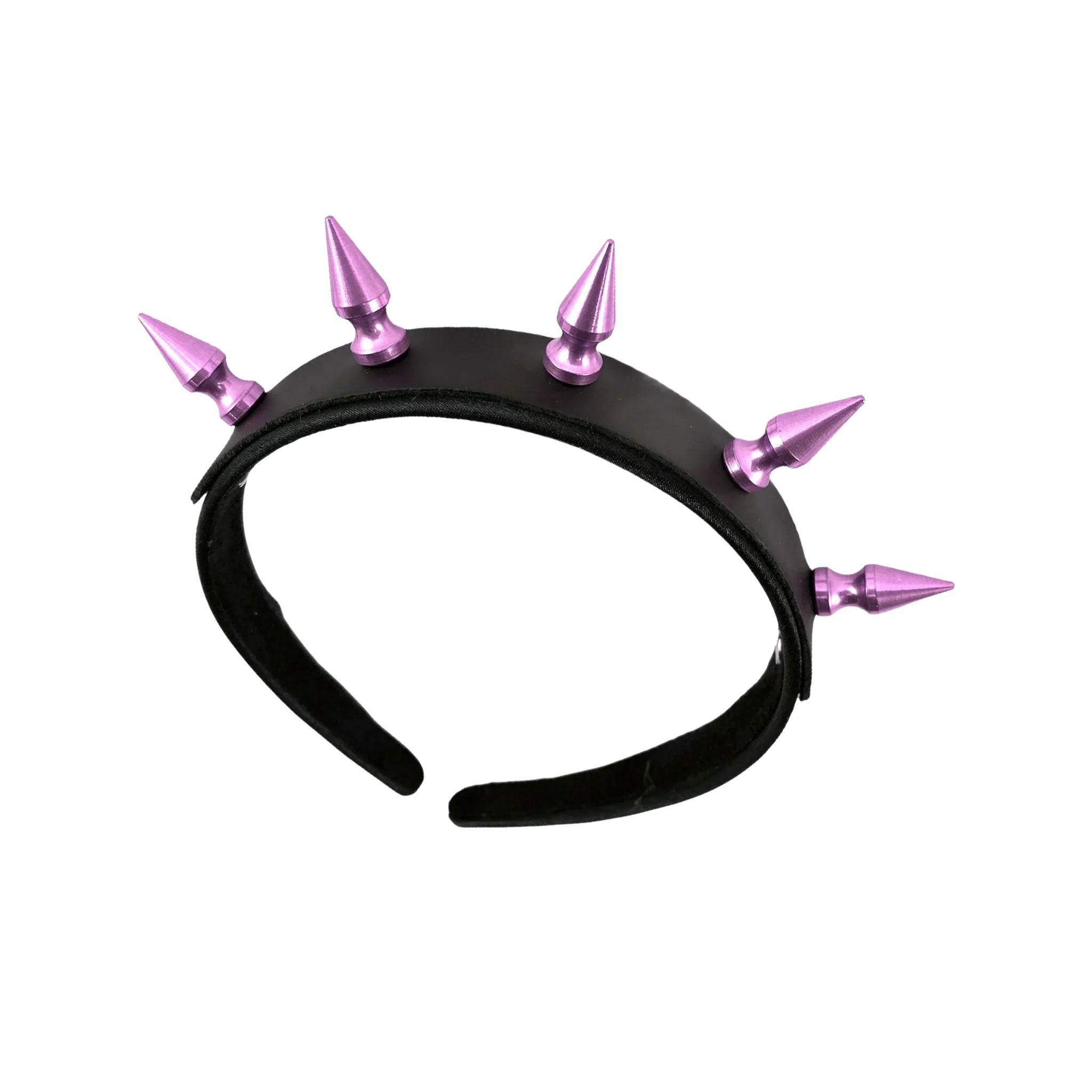 Leather plastic layered headgear headband hairband crown metallic spikes accessories halloween purple