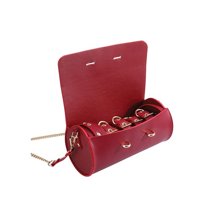 Luxury Restraints Set with Barrel Lock Bag- Burgundy & Gold