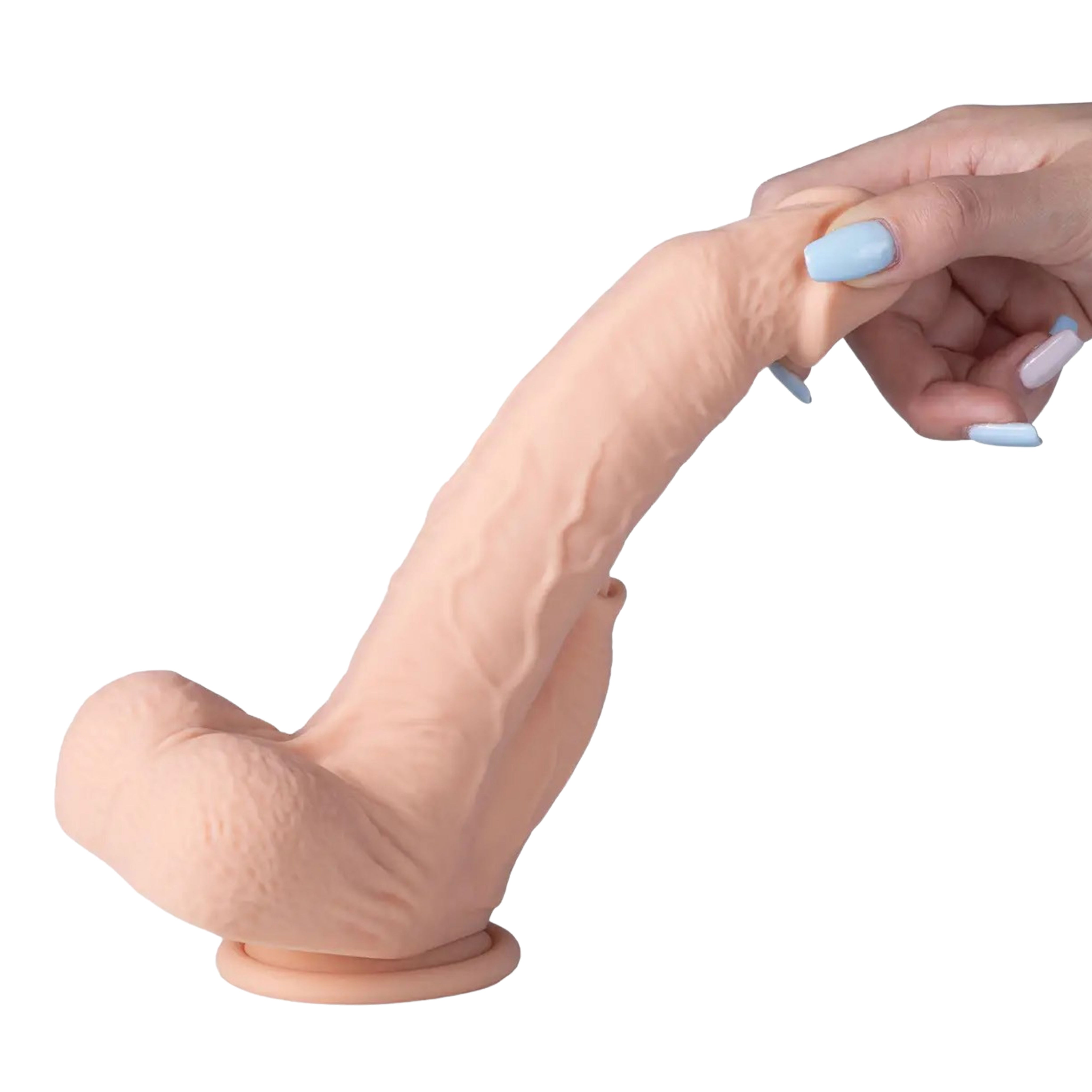 Thrusting Vibrating Dildo Licker Realistic 8.5' App Controlled- Flesh