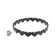 Leather faux-leather supple accessories collar choker jewelry necklace day-collar locking connected-hearts heart heart-shaped hex-key lockable locking adjustable naughty mystery sumptuous comfortable all-day control bdsm bondage submission fetish fashion bedroom flirtatious flirty kink kinky kinky-play black