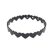 Leather faux-leather supple accessories collar choker jewelry necklace day-collar locking connected-hearts heart heart-shaped hex-key lockable locking adjustable naughty mystery sumptuous comfortable all-day control bdsm bondage submission fetish fashion bedroom flirtatious flirty kink kinky kinky-play black