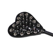 Leather patent-leather rubber-handle plastic rubber accessories crop riding-crop heart-shaped heart-popper studded riveted nail-headed blunt-nail prick grip-handle shiny glossy flexible medium-stiff fetish fashion alt-fashion bondage bdsm sadism sadist masochism masochist sadomasochism sadomasochist kink kinky kinky-play kinky-toys impact impact-toys impact-play spanking discipline pain valentines gifts unisex adult-toys black