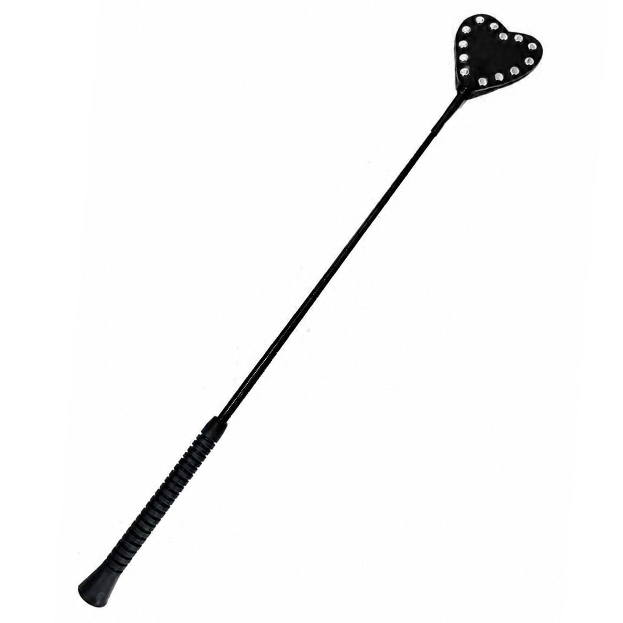 Leather genuine-leather accessories riding-crop popper heart-shaped flexible medium-stiff bondage bdsm bdsm-toys bdsm-gear kink kinky kinky-play kinky-toys sub submissive dom domme dominatrix sensory sensory-play pain spanking punishment discipline gifts costume cosplay halloween unisex black matte-black