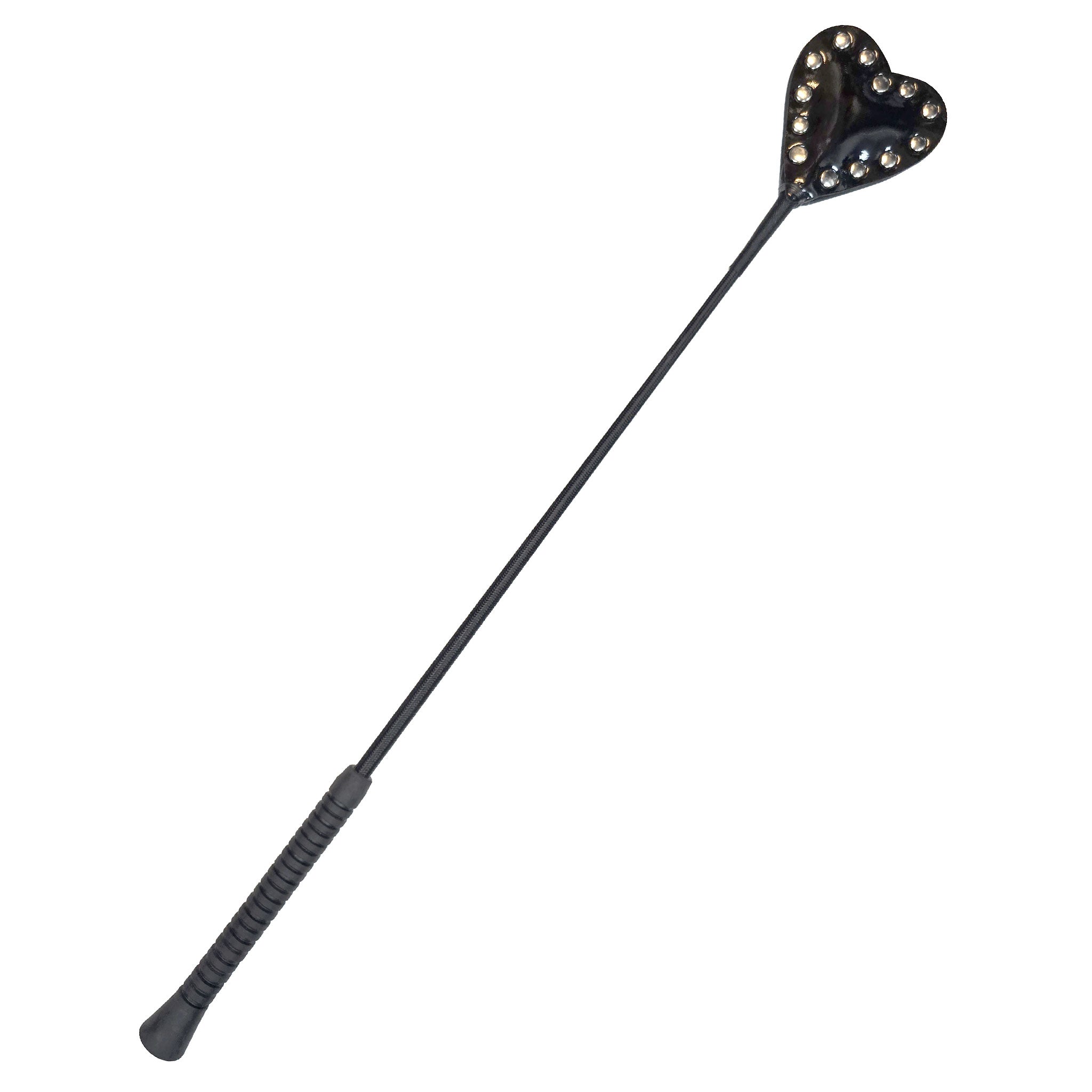 Leather patent-leather genuine-leather accessories riding-crop popper heart-shaped flexible medium-stiff bondage bdsm bdsm-toys bdsm-gear kink kinky kinky-play kinky-toys sub submissive dom domme dominatrix sensory sensory-play pain spanking punishment discipline gifts costume cosplay halloween unisex black patent-black