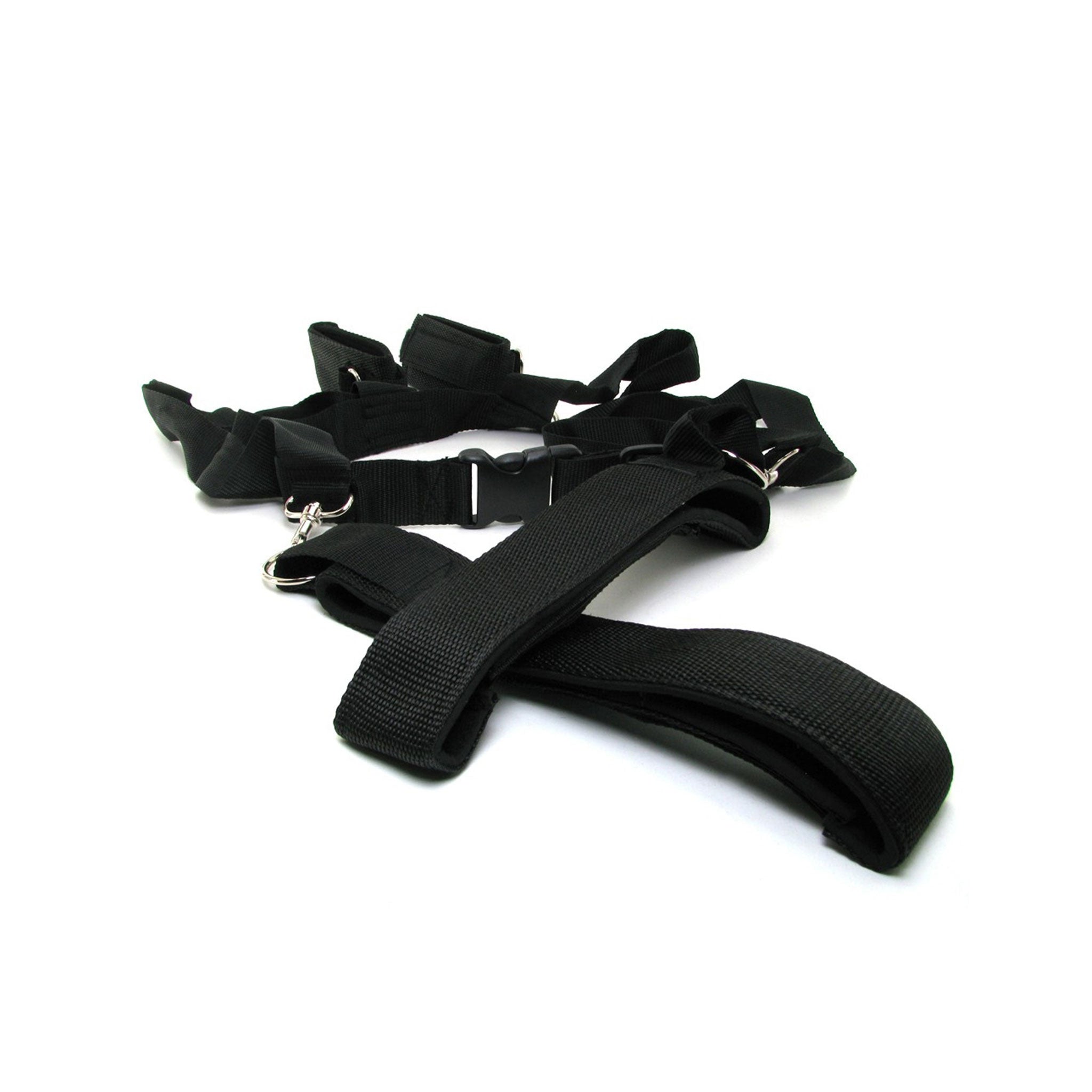 Nylon nylon-webbing nylon-straps plastic Velcro sex-swing swing harness body-harness sex-harness position-harness position positioning adjustable cuffs leg-cuffs thigh-cuffs wrist-cuffs leg thigh wrist clasp safety-clasp safety-buckle lobster-clasp D-ring heavy-duty muscle-cramp sturdy-grip leg-angle bdsm bondage bondage-harness kink kinky kinky-play unisex black
