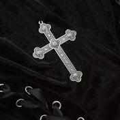 Polyester elastane velvet velvet-knit satin-ribbon apparel dress midi-dress sleeveless high-slit front-slit cross trilobe-cross irregular-hem tie-straps adjustable shoulder-straps side-cinching strappy shiny shimmery stylish figure-hugging alluring sexy slim-fit comfortable durable fashion alt-fashion alternative metal rock goth gothic goth-doll streetwear summer dark costume cosplay halloween halloween-costumes witch vampire ravencross female femme feminine womens black
