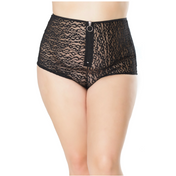 High Waisted Lace Booty Shorts, black, leopard print, front zipper, stylish and versatile.
