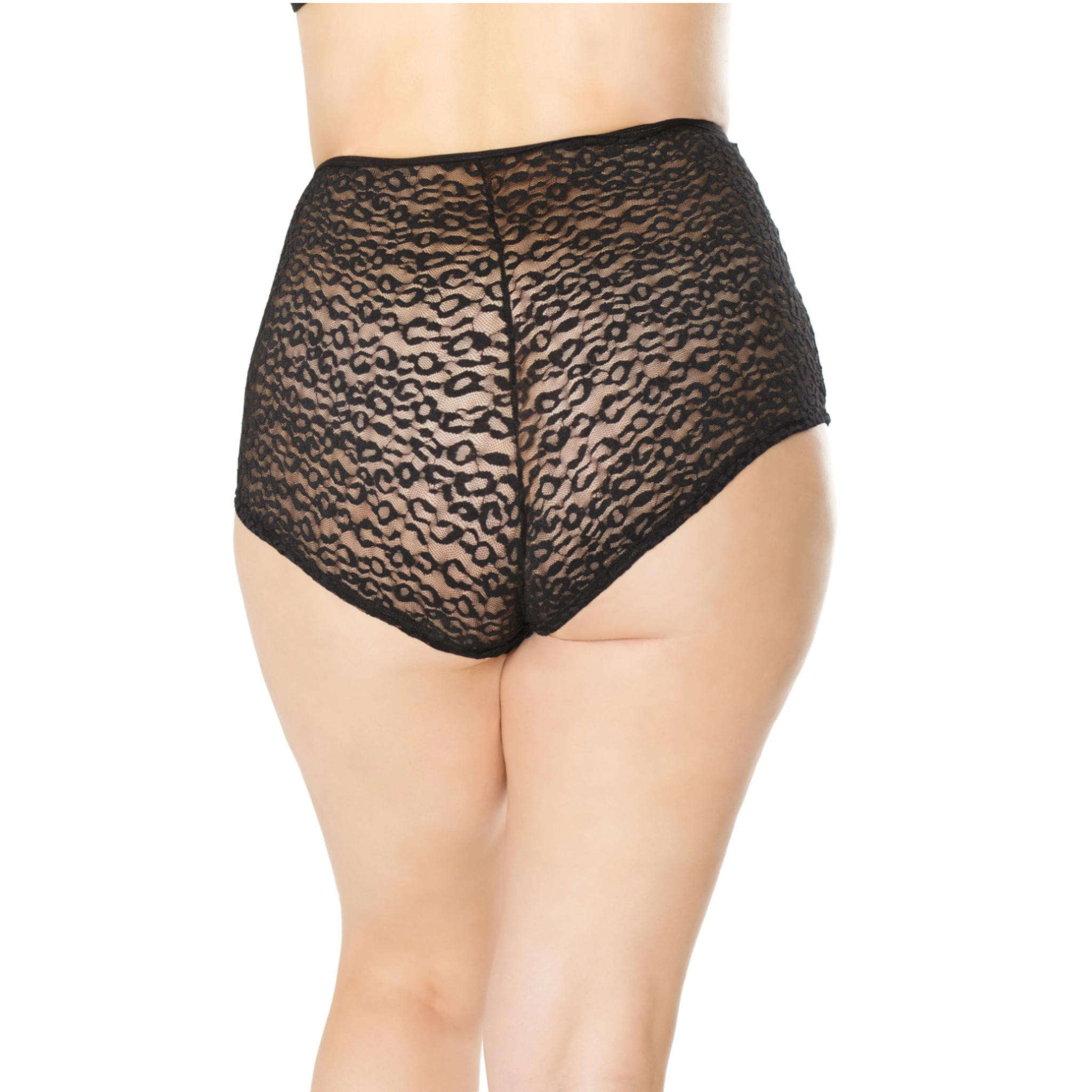 High Waisted Lace Booty Shorts, black, leopard print, front zipper, stylish and versatile.
