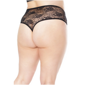 High waisted lace thong, floral lace, black lingerie,