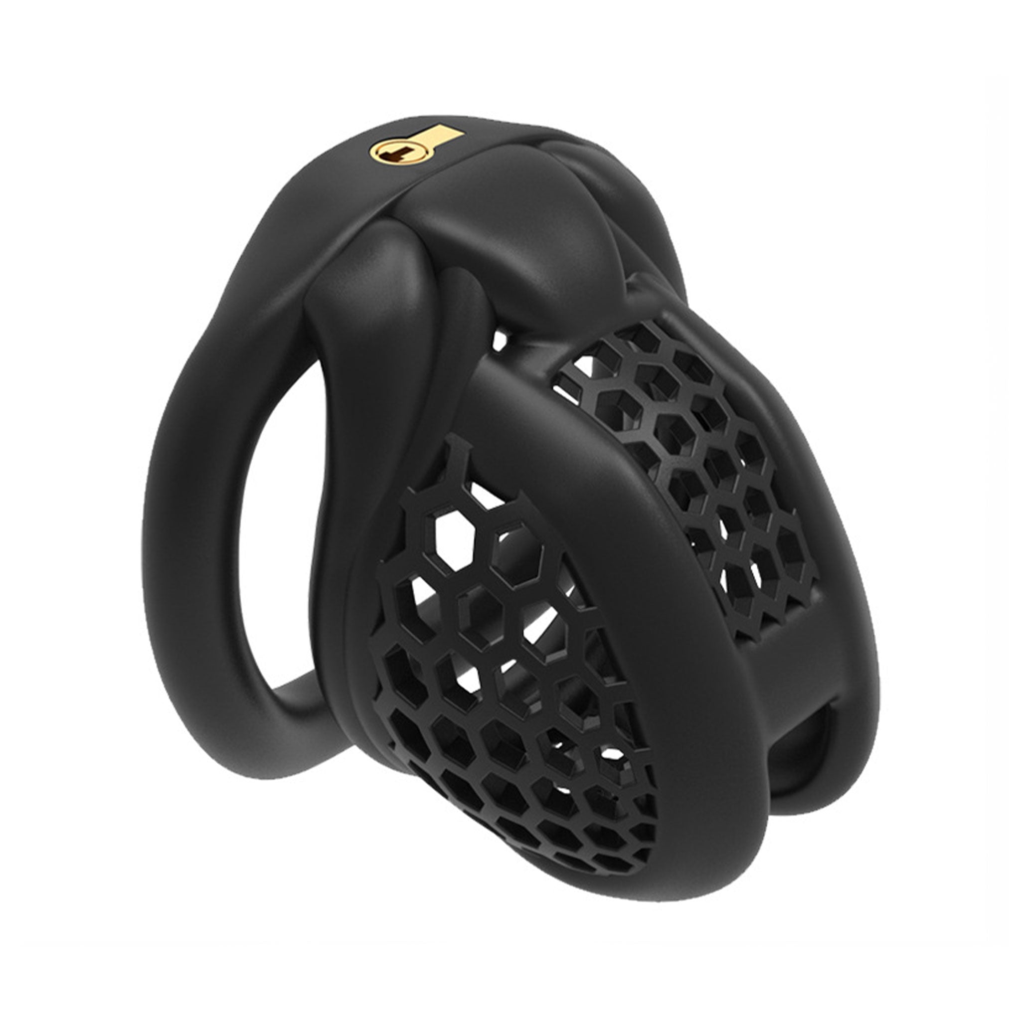ABS-plastic ABS-resin penis cock cock-cage chastity male-chastity honeycomb hexagonal ventilated locking lockable embedded-lock magic-lock ring cockring cock-ring durable hypoallergenic sexy erotic smooth delicate odorless bondage bdsm bdsm-gear sub submissive slave restraint roleplay role-play sissy adult-toys solo-play couples male masculine masc mens menswear guys dudes femboy fem-boy black small