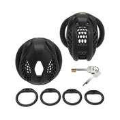 ABS-plastic ABS-resin penis cock cock-cage chastity male-chastity honeycomb hexagonal ventilated locking lockable embedded-lock magic-lock ring cockring cock-ring durable hypoallergenic sexy erotic smooth delicate odorless bondage bdsm bdsm-gear sub submissive slave restraint roleplay role-play sissy adult-toys solo-play couples male masculine masc mens menswear guys dudes femboy fem-boy black mini small