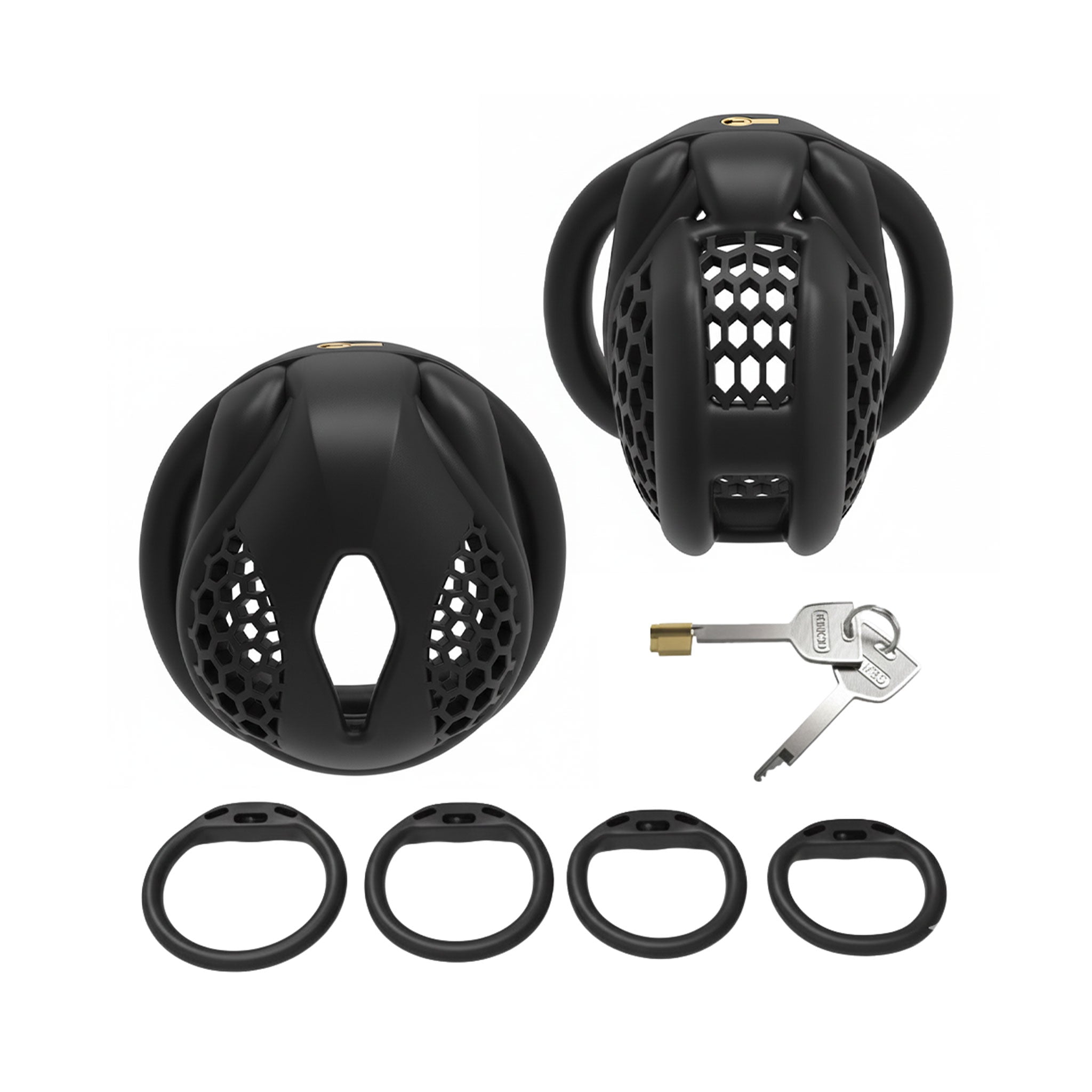 ABS-plastic ABS-resin penis cock cock-cage chastity male-chastity honeycomb hexagonal ventilated locking lockable embedded-lock magic-lock ring cockring cock-ring durable hypoallergenic sexy erotic smooth delicate odorless bondage bdsm bdsm-gear sub submissive slave restraint roleplay role-play sissy adult-toys solo-play couples male masculine masc mens menswear guys dudes femboy fem-boy black mini small