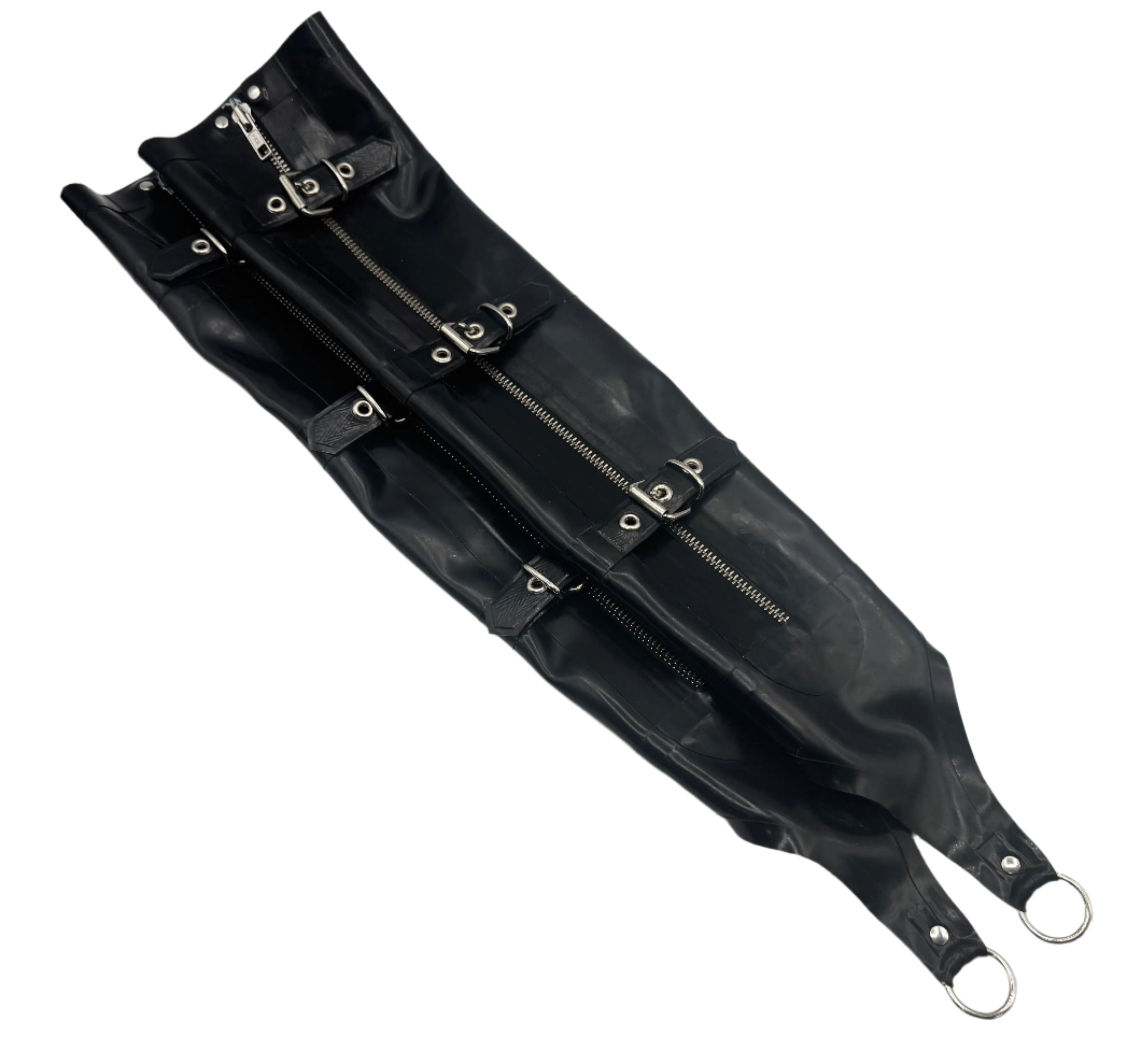 Demask D-ring Latex Gauntlets with Zipper