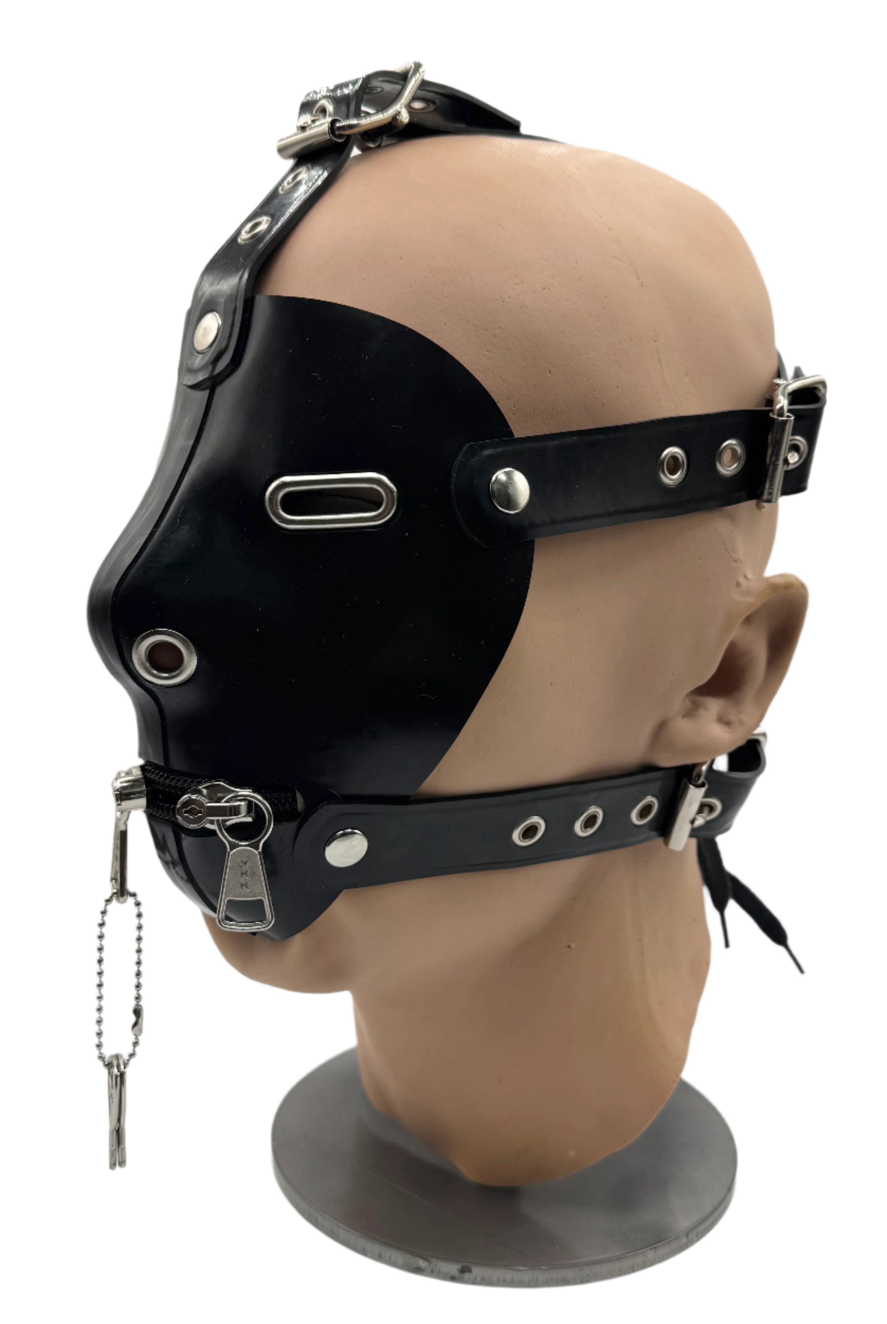 Latex Harness Mask with Metal Eyelets & Mouth Zip