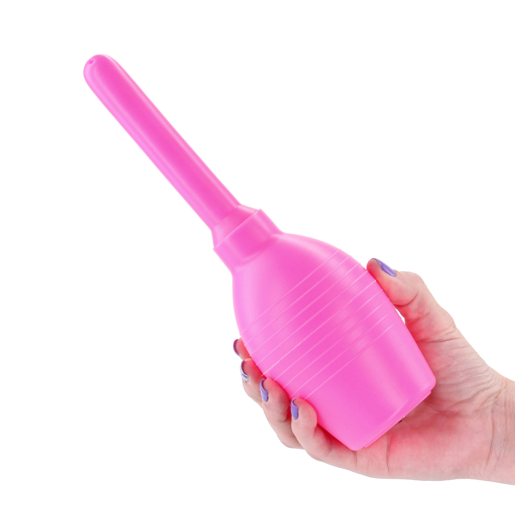Silicone intimates insertable hygiene body-cleanser enema douche anal anal-toys anal-play plug probe nonvibe nonvibrating non-vibe non-vibrating butt-stuff medical squeezable squeeze-bulb anti-backflow nozzle straight-nozzle lubricant-compatible cleanliness safety body-safe bondage bdsm bdsm-toys kink kinky kinky-play adult-toys gifts pink