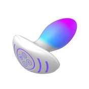 Silicone ABS-plastic insertable anal anal-toys anal-play butt-stuff glow-in-the-dark neon led-lights light-up anal-vibe vibe vibrator vibrating vibration tapered-tip flared-base customizable-patterns memory-function usb-rechargeable app-control app-compatible app-enabled vibrant-colors waterproof bath-play shower-play dynamic unisex adult-toys rainbow white