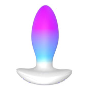 Silicone ABS-plastic insertable anal anal-toys anal-play butt-stuff glow-in-the-dark neon led-lights light-up anal-vibe vibe vibrator vibrating vibration tapered-tip flared-base customizable-patterns memory-function usb-rechargeable app-control app-compatible app-enabled vibrant-colors waterproof bath-play shower-play dynamic unisex adult-toys rainbow white