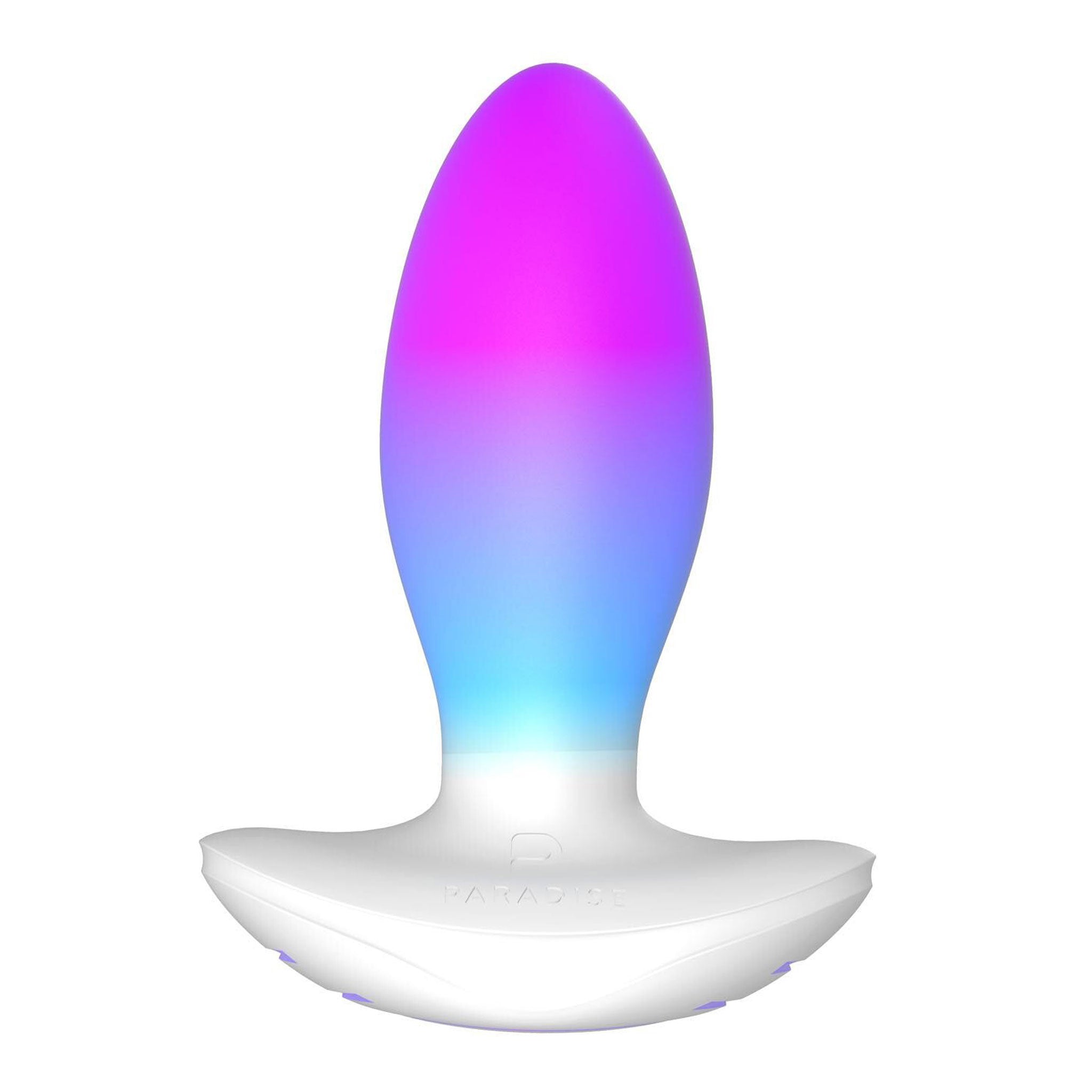 Silicone ABS-plastic insertable anal anal-toys anal-play butt-stuff glow-in-the-dark neon led-lights light-up anal-vibe vibe vibrator vibrating vibration tapered-tip flared-base customizable-patterns memory-function usb-rechargeable app-control app-compatible app-enabled vibrant-colors waterproof bath-play shower-play dynamic unisex adult-toys rainbow white