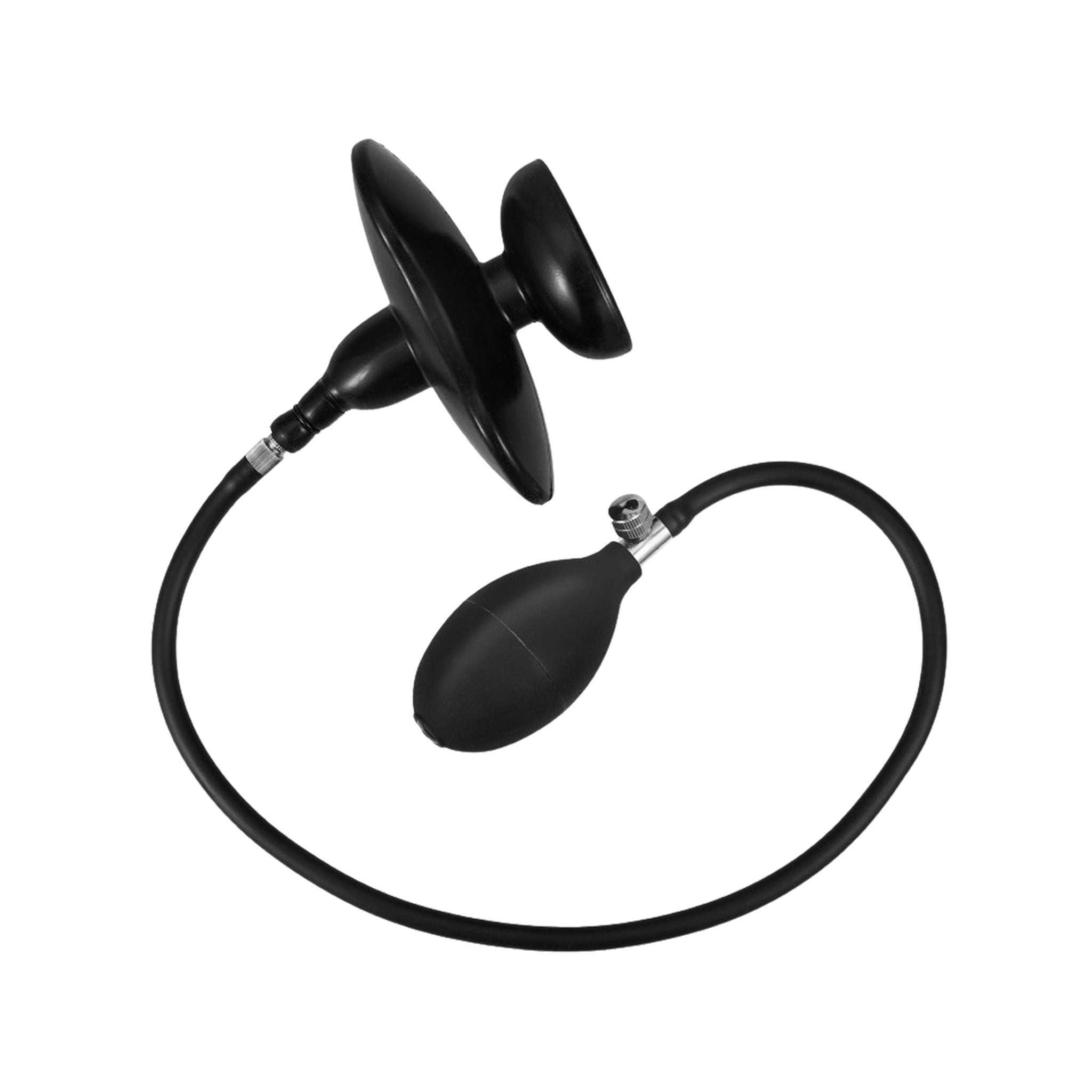 Silicone gag mouth inflatable squeeze-bulb hose detachable plug grow swell stretch deflatable release-valve extreme bdsm bdsm-gear bdsm-toys bondage bondage-gear restraint adult-toys black