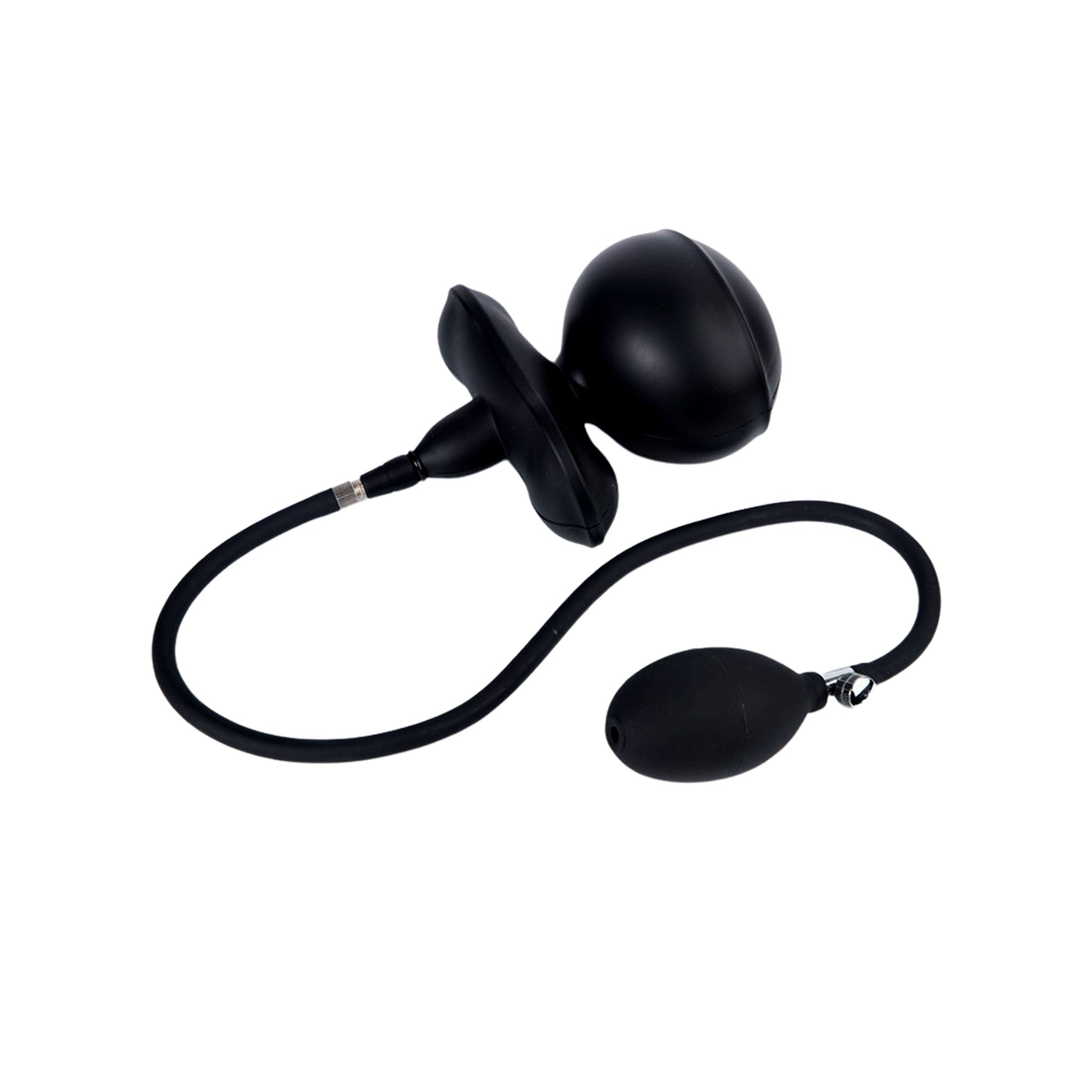 Silicone gag mouth inflatable squeeze-bulb hose detachable plug grow swell stretch deflatable release-valve extreme bdsm bdsm-gear bdsm-toys bondage bondage-gear restraint adult-toys black