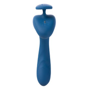 Blue Finger Grip Holder Rechargeable Prostate Massager with ergonomic finger grip design, USB rechargeable, waterproof, featuring a curved tip for precise prostate stimulation and multiple vibration speeds.