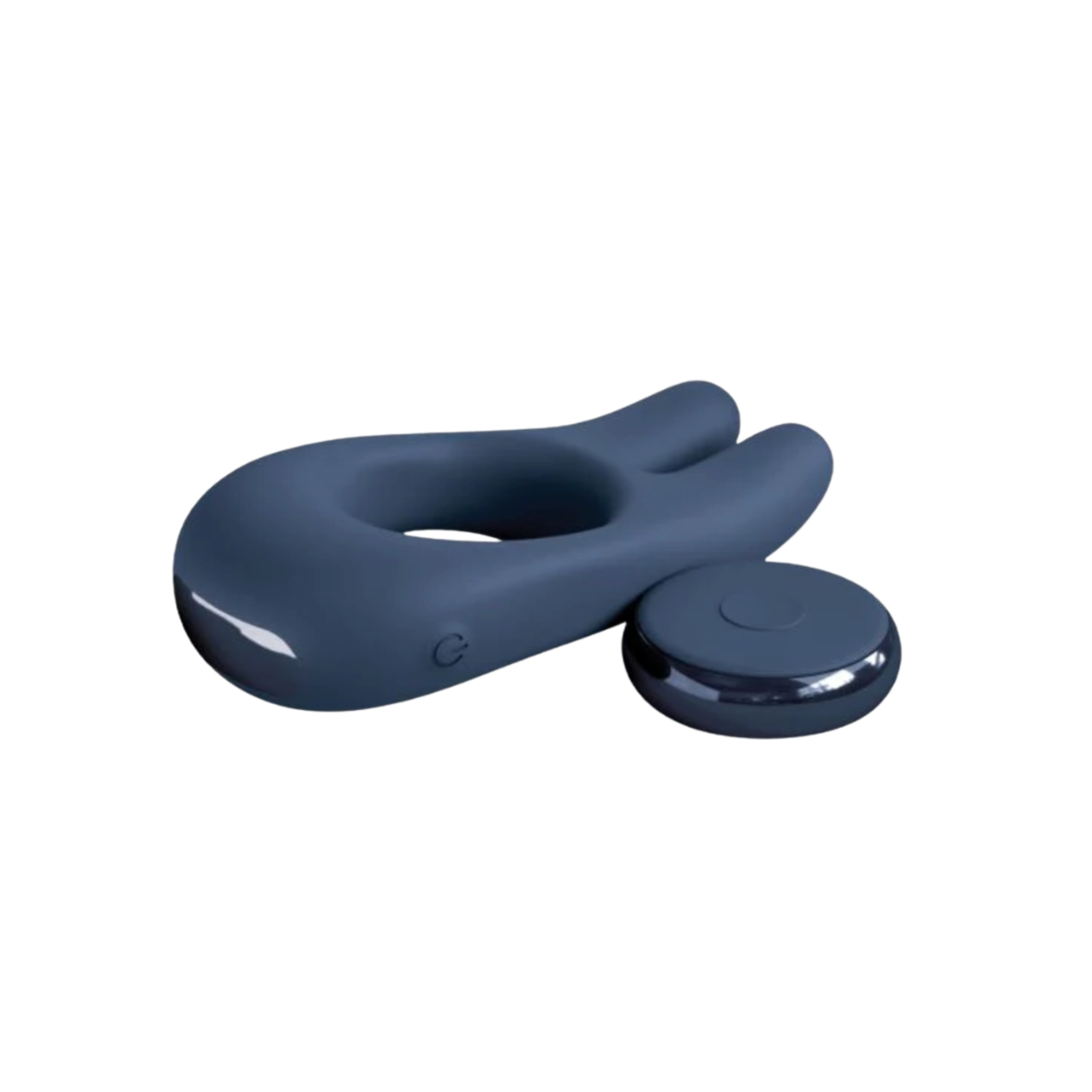 Vibrating cock ring, remote control, dual motors, blue, silicone, waterproof.