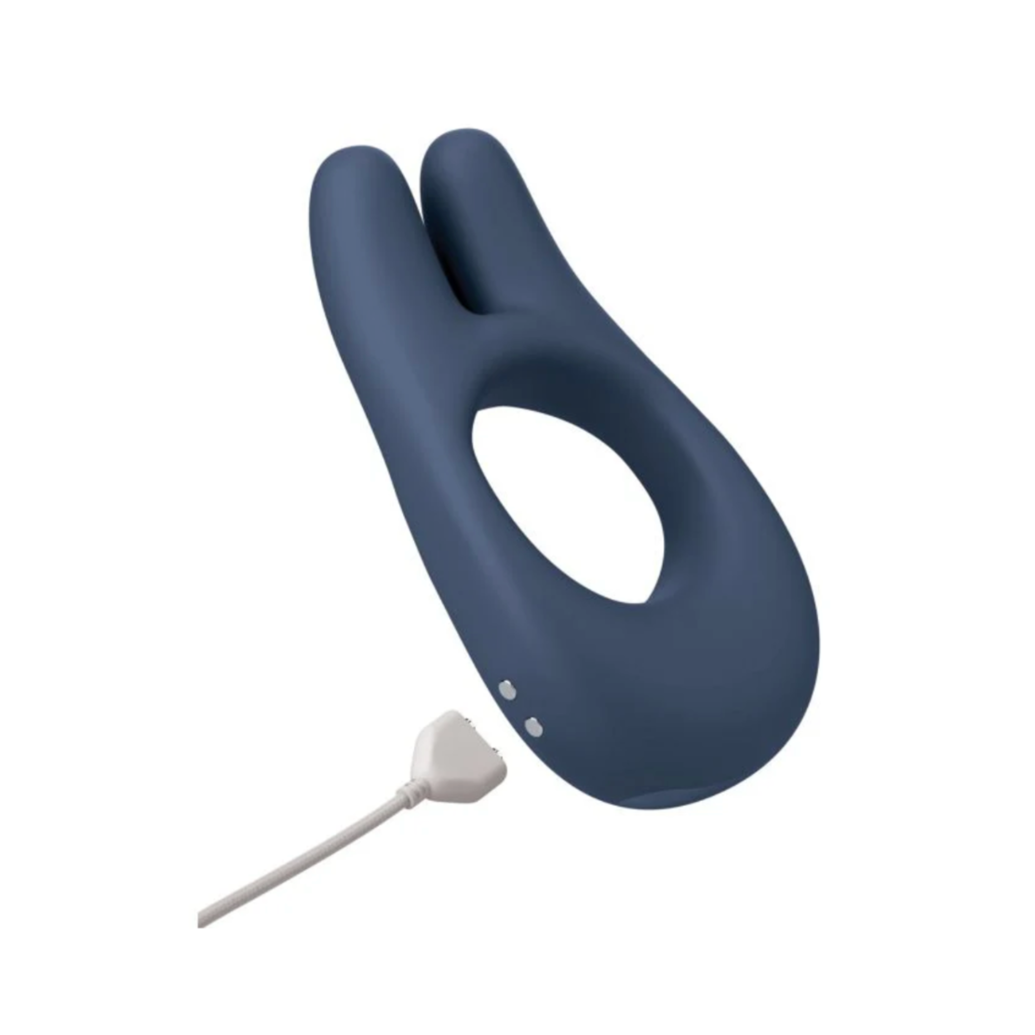 Vibrating cock ring, remote control, dual motors, blue, silicone, waterproof.