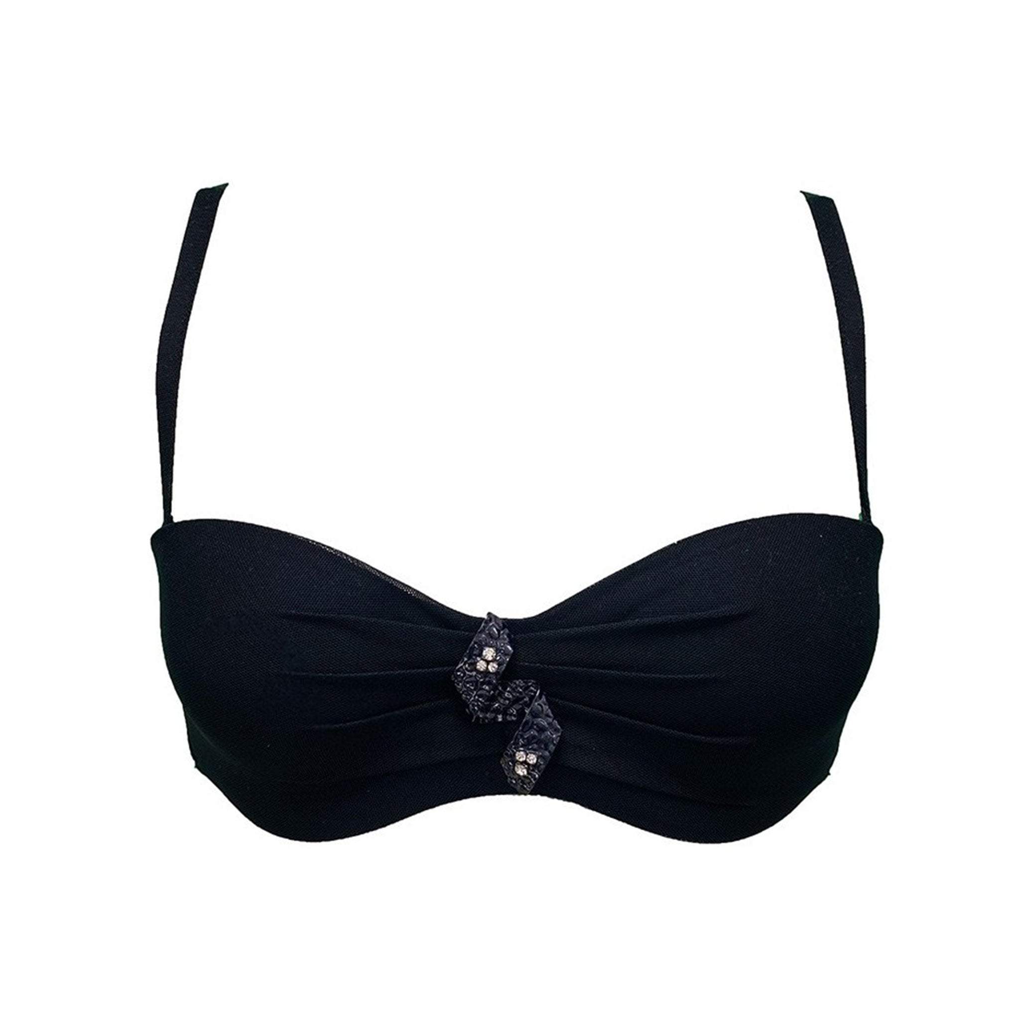 Mesh sheer transparent semi-transparent lace mesh-bow pearl-bow jeweled-bow pearls apparel intimates underwear lingerie bra bralette cups ornamental-detail adjustable shoulder-straps hook-and-eye delicate timeless elegant textured glamourous glamour refinement comfortable sophisticated fetish fashion alt-fashion fancy female femme feminine womens black