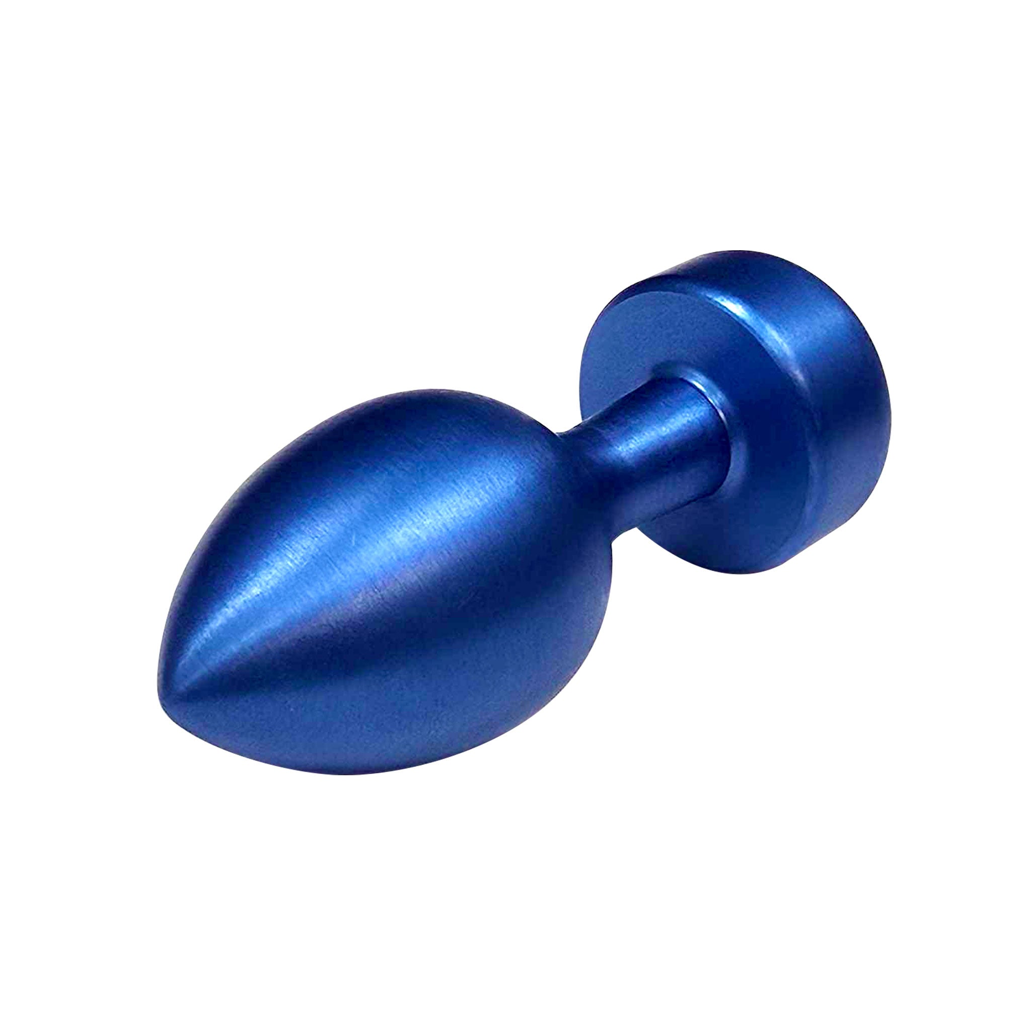 Aluminum brushed-aluminum accessories anal-plug butt-plug buttplug plug probe nonvibe non-vibe nonvibrating non-vibrating weighted-base jeweled-base tapered temp temperature-play temp-play anal-play kink kinky kinky-play adult-toys blue