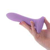 Silicone dildo dong bulb bulbous tip flexible soft g-spot p-spot vaginal anal couples waterproof harness-compatible suction cup lavender pink purple