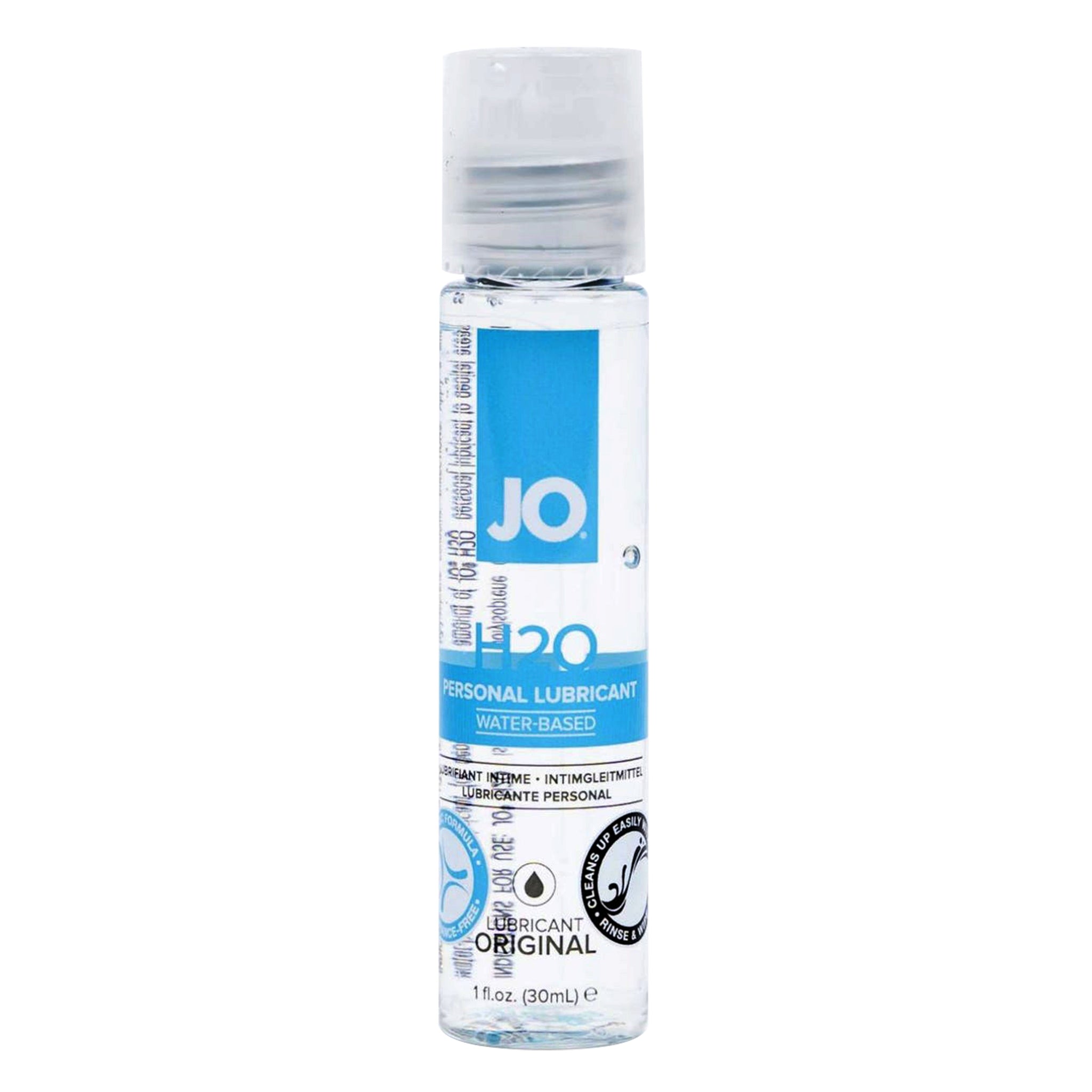 Jo H2O water-based lube 1 oz, silky feel water lubricant, toy safe personal lube, non-staining and easy clean lubricant, soft skin finish lube, Fetish Factory water-based personal lubricant